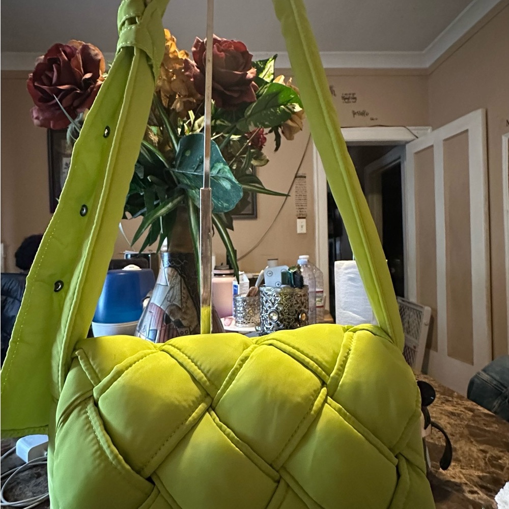 Anthropologie Green Quilted Crossbody Bag